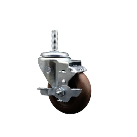 Service Caster 35 Inch High Temp Glass Filled Nylon 34 Inch Threaded Stem Caster with Brake SCC-TS20S3514-GFNSHT-TLB-34212